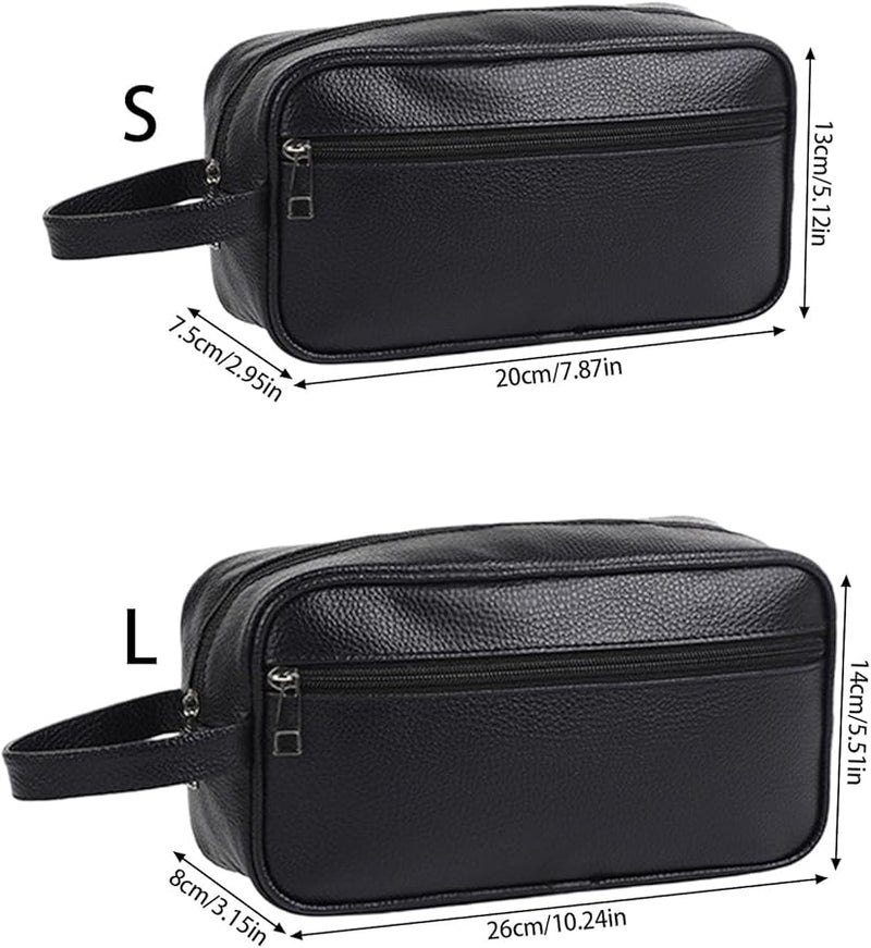 Waterproof Textured PU Toiletry Bag For Men Travel Organizer With Multiple Compartments - Image 5